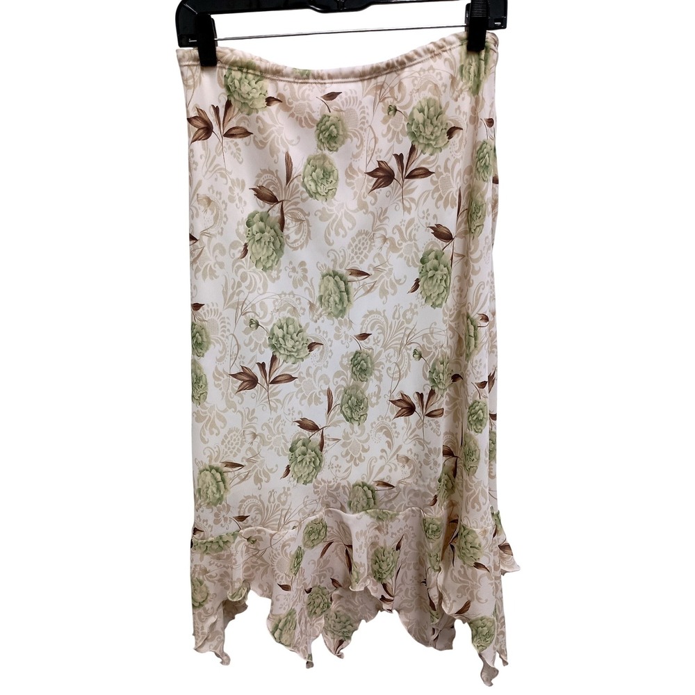 VTG Y2K My Michelle Asymmetric Skirt Womens Large Cream Floral Ruffle Fairy